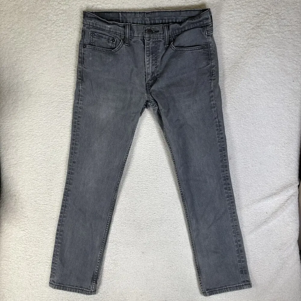 Levis 511 Jeans Mens 33x32 FITS 32x28 Gray Charcoal Wash Slim Fit Stretch Emo